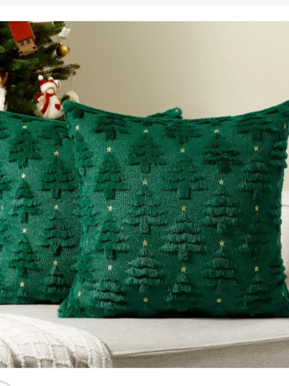 Embroidered HOLIDAY Pillow Covers SQUARE 18x18” (2-pack) GREEN